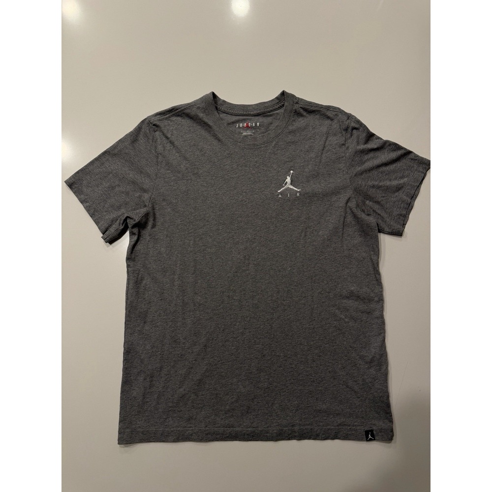 Jordan Jumpman Air Embroidered Tee AH5296-091 Carbon Heather‎ Mens L Gray